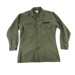 U.S. Army OG-107 Utility Shirt 15½x31 Vietnam Era Cotton Sateen Vintage 70s